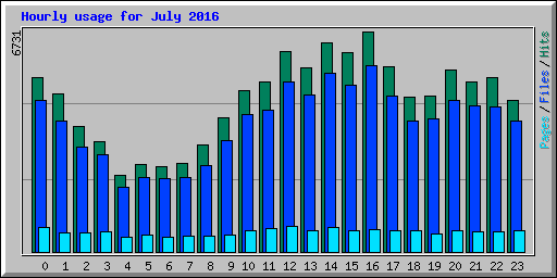 Hourly usage for July 2016